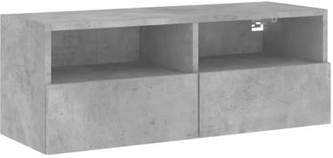 vidaXL Meuble TV Mural, Armoire de Télévision Suspendue avec Compartiment, Meuble Télé Flottant avec Rangement, Moderne, Gris Béton Bois d'Ingénierie