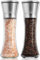 Lot de 2 moulins à poivre et sel en acier inoxydable de qualité supérieure - Moulin à sel et à poivre - Moulin à sel et à sel - Moulin à piment avec broyeur en céramique réglable pour différentes