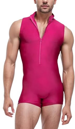 Beokeuioe Overall Athletic Supporters Herren Gymnastikanzug Einteiler Body Bodysuit Umterhemd tank tops Unterwäsche Strampler mit Reißverschluss Stretch Leotard Jumpsuits