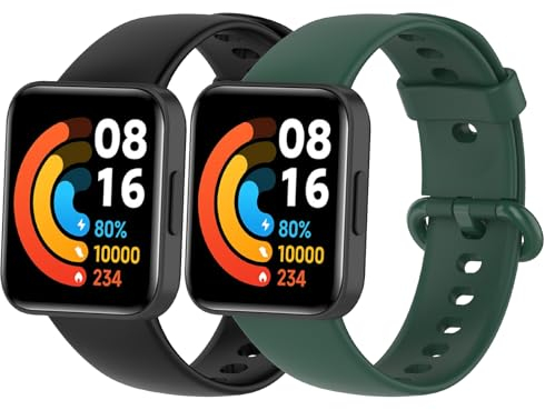 MIJOBS 2 Stück Armband Kompatibel mit Redmi Watch 2 Lite & Xiaomi Mi Watch Lite 2 & POCO Watch Silikonbänder Sportarmband Wasserdichtes Armbänder für Redmi Watch 2 Lite