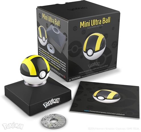 The Wand Company Pokémon Trainer Mini Poké Ball Range of Authentic Replicas - Realistic, Electronic, Die-Cast Poké Ball with Display Stand Light Features