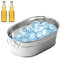 BEAHING Verzinkte Wanne, Edelstahl -Eiseimer verzinkter Metallwanne Getränkewanne für Partys großer Getränkewanne Eiender Eifer Ovaler Schaufel Eiswanne, 22,5 x 15 x 7 cm, galvanisierte Wanne groß