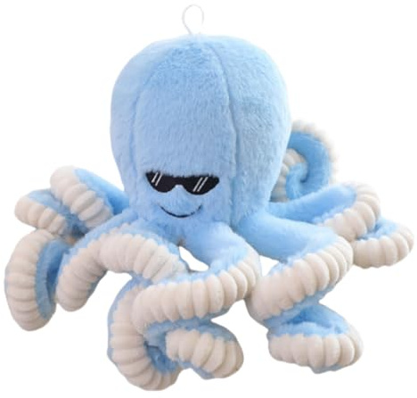 OUKEYI Niedliche Cartoon-Oktopus-Plüschtiere, Oktopus, Plüschpuppe, Spielzeug, Geschenk, Meer, Stofftiere für Kinder und Liebhaber, (blau)