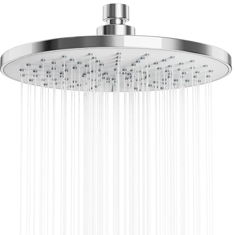 YUANNY Alcachofa duchas redondas de ahorro de agua, Alcachofa ducha fija de 9 pulgadas, baño de alta presión a prueba de agua y suciedad, elegante, moderno, ducha de aleación de cromo