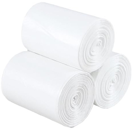 Fabnati Lot de 3 rouleaux de sacs poubelle de 5 L, blanc, 315 sacs