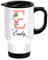 EnvyFone Personalised Travel Mug - Ladies Floral - Any Name and Initial - Stainless Steel 14oz - White - Tea Coffee Cup - Thermal-Lined - Home Office Work Gift Present