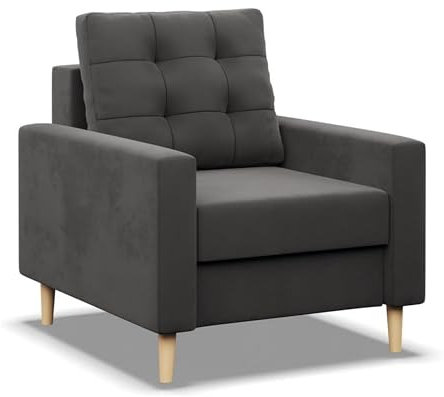 Mebligo - Sessel Wohnzimmer Blank, Sessel mit Bonell Federkern, Einfacher Relaxsessel, Fernsehsessel im Skandinavischen, Loungesessel Moderne, Sessel & Stühle - grau (Mikrofaser 27)
