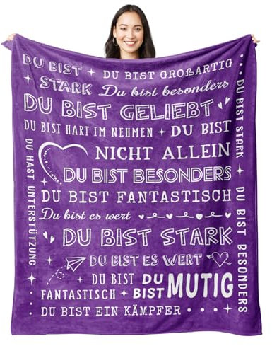 Juratar Geschenke für Frauen Männer, Personalisierte Decke Geburtstagsgeschenk für Frauen, Dankeschön-Geschenke für Freundin Schwester Kollegin, Superweiche Decke aus Flanell (Violett)