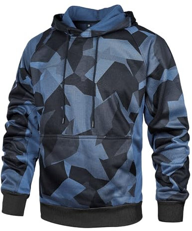 Herren Sweatshirt Mit Aufdruck Sweatshirt mit Reißverschluss und Vintage-Western- für Herren Pulli Herren Schwarz (Camouflage, S)