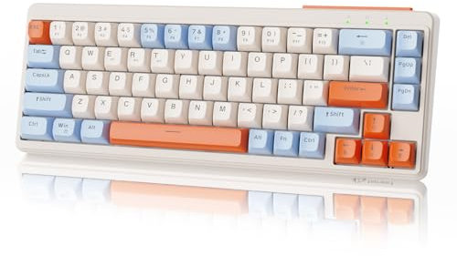 ZIYOU LANG×FREEWOLF M68 Tastiera Gaming Wireless, 60% Tastiera a Membrana Compact con 2.4Ghz/BT5.1/USB-C,Mini 19 Tasti Anti-Ghosting,QWERTY Layout - Blu