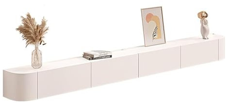 TV Schrank Hängend, TV Lowboard Hängend, TV Board Hängend, Sideboard Hängend, Schwebendes TV Regal, Schwebender TV Ständer, TV Sideboard Wohnzimmer Fernsehschrank (Weiß, 220x24x20cm)