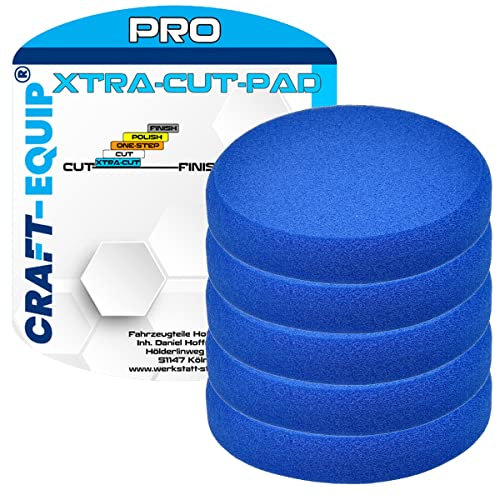 5er Sparpack Craft-Equip PRO RO Polierschwamm Polierpad mit Klettverschluss Made IN EU (5er Sparpack 125mm RO Polierschwamm Xtra-Cut Blau)