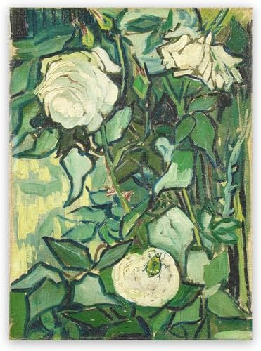 Van Gogh Rosen und Käfer Poster Blumenmalerei Van Gogh Leinwand Wandkunst Van Gogh Drucke Ästhetische Bilder Für Wohnzimmer Dekor 50x70cm Kein Rahmen
