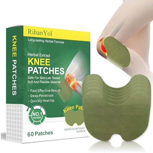 RihanYol 60Pcs Knee Patches - Fast Acting Relief for Knee, Joint & Muscle Discomfort, Wormwood Extract, Long-Lasting Soothing Support for Joint/Back/Neck/Shoulder