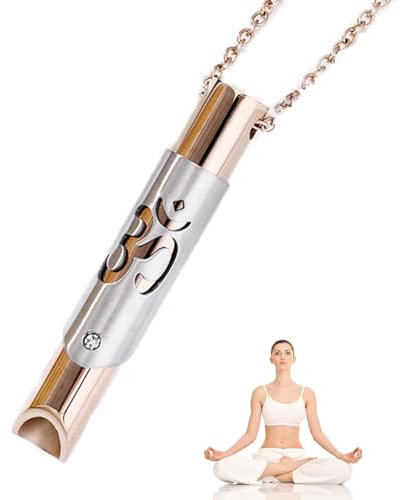 Toumett Breathing Necklace,Anxiety Relief Necklace,Mindful Breathlace Exercises Whistle Aids,Calm Carry,Anti-Anxiety Inhaler,Calms for Anxiety&Stress,Relax Gifts for Adults/Men/Women/Yoga,Meditation