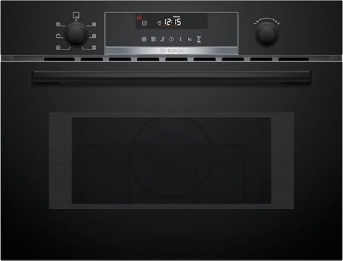 Bosch CMA585GB1 Serie 6 Einbau-Mikrowelle mit Heißluft und Grill, 60 x 45 cm, 44 l, 900 W, AutoPilot 15, Versenkknebel, LED-Touchdisplay, Reinigungsunterstützung, Schwarz