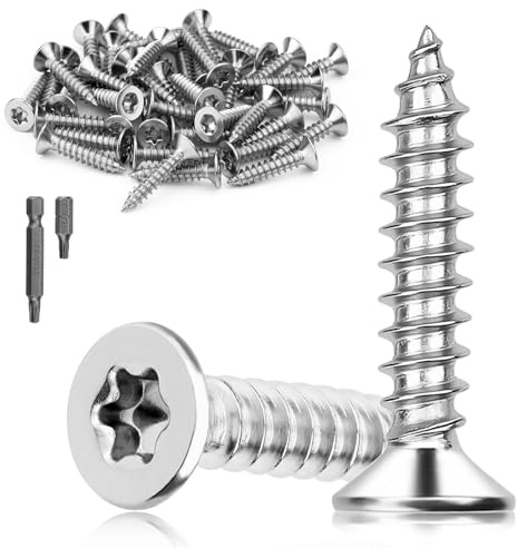 Mbsomnus 60 Pièces Vis a Bois Torx M5x25 mm Vis Inox A2 V2A Tête Fraisée Autotaraudeuses pour DIY Montage de Meubles Tôle