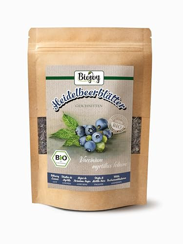 Biojoy Tè di Foglie di Mirtillo Biologico (100 g), Foglie di Mirtillo, essiccate e tagliate (Vaccinium myrtillus folium)