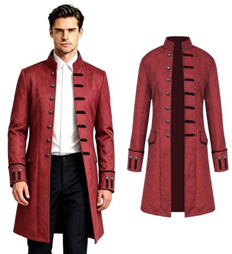 Crubelon Herren Steampunk Vintage Tailcoat Jacke,Gothic Victorian Coat | Vielseitiges Halloween‑Kostüm;ideal für Rollenspiele,Theater,Maskenpartys,festliche Verkleidungs‑und Themenveranstaltungen