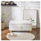 INMOZATA Teddy footstool with storage Upholstered Ottoman Pouffe Stool Padded Seat Storage Ottoman Stool with Wooden Legs for Living Room Bedroom (Cream)