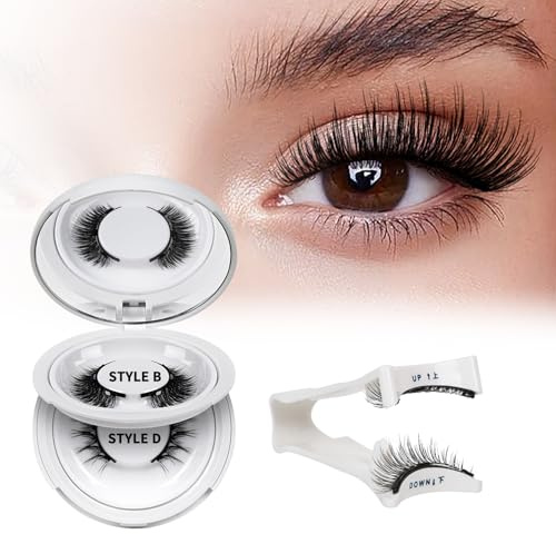 QUEWEL Magnetic Eyelashes - Natural Look, 2 Pairs Reusable Lashes Kit with Applicator, No Glue Needed, Easy to Wear and Remove with Instructions（B+D-NEW）