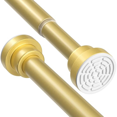 AIZESI Shower Curtain Pole 79-126cm Extendable Curtain Poles No Drilling Gold Tension Rods For Curtains Telescopic Shower Curtain Rail For Bathroom Bedroom Window Closet