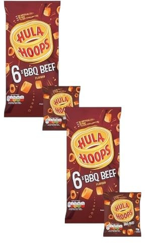 Hula Hoops BBQ Beef Flavour Crisps, 24g, Pack of 12