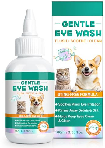 CJXHJY Spezial Augentropfen für Hunde und Katzen - 100ml | Stichfreie Formel gegen Tränenflecken und Augenpflege | Leck-sicher, alkoholfrei | Tierarzt-empfohlen für die tägliche Anwendung​​