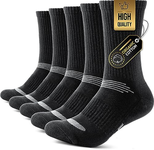 PULIOU Mens Outdoor Hiking Socks, Moisture Wicking Breathable Walking Socks for Men and Women, Thick Cushion Anti Blister Cotton Sports Sock for Running Trainer Cycling