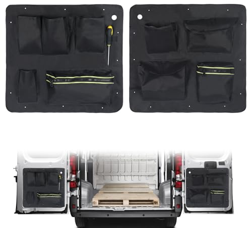 Rear Barn Door Organisers Compatible with Fiat Ducato/Peugeot Boxer/Citroen Relay X250/290 2006–2026, 1 Pair Campervan/Van Door Storage Bag, Van Interior Organiser, Oxford Storage Pockets for Tools