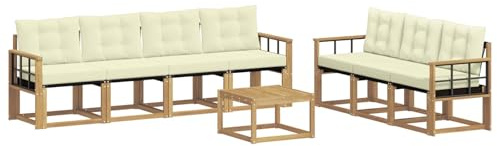 vidaXL Outdoor-Sofagarnitur mit Kissen 8 pcs Weiß und Creme, Moderner Garten-Sofa, strapazierfähiges Outdoor-Sektionen-Set, bequemes Terrassenmöbel, ideal zum Entspannen