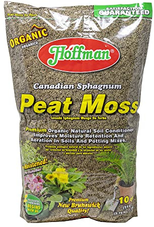 Hoffman Canadian Sphagnum Peat Moss Soil Conditioner to Improve Moisture Retention and Aeration, 10qt Bag