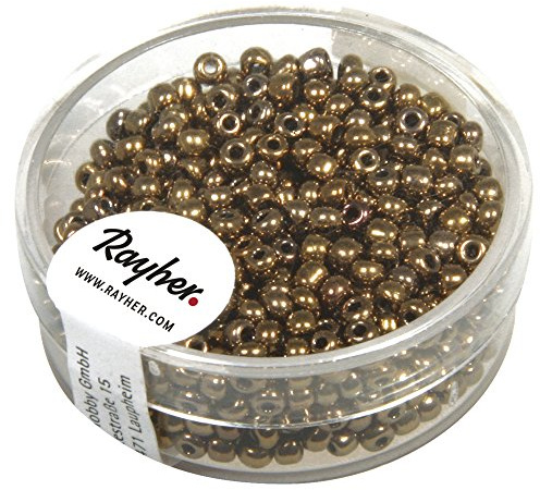 Rayher 1405524 Rocailles, 2,6 mm ø, mit Silbereinzug, kupfer