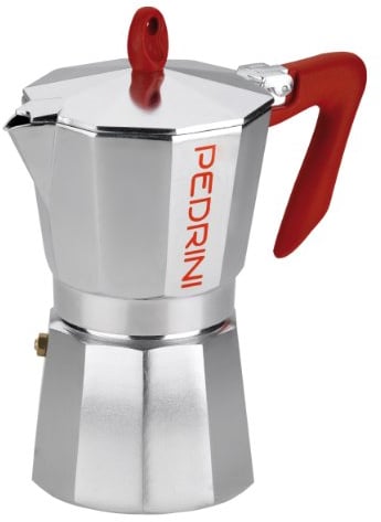 PEDRINI Caffettiera Caffettiera Caffè Espresso Lega di Alluminio EN 601 Design Italiano (Rosso, 6 Tazze)