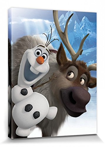 1art1 Die Eiskönigin Poster Olaf Und Sven Bilder Leinwand-Bild Auf Keilrahmen | XXL-Wandbild Poster Kunstdruck Als Leinwandbild 80x60 cm