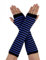 sourcing map Damen Gestrickte Fingerlose Daumenloch Ellenbogenlange Handschuhe mit Streifenmuster 1 Paar Schwarz Blau One Size