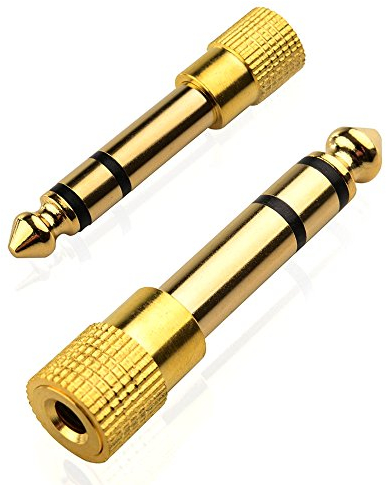 Mobi Lock 2 Piezas 6,35 mm Conector a 3,5 mm Toma - Adaptador Jack de Audio Estéreo de 1/4 a 1/8 de Pulgada - Conecta Dispositivos con Puerto de 6,35 mm a Equipos de Audio de 3,5 mm