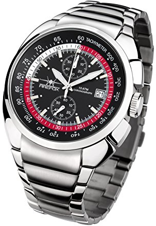 FIREFOX Aviator FFS70-102 schwarz/rot Chronograph Herrenuhr Armbanduhr massiv Edelstahl Sicherheitsfaltschließe 10 ATM Water Resistant Miyota Kaliber OS11
