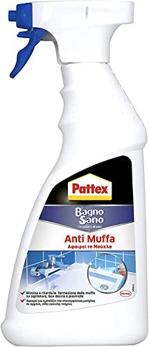 Pattex Bagno Sano Antimuffa Spray Igienizzante, Battericida spray al cloro attivo per fughe e sanitari, Spray antimuffa per sigillature sempre disinfettate, 1x500ml
