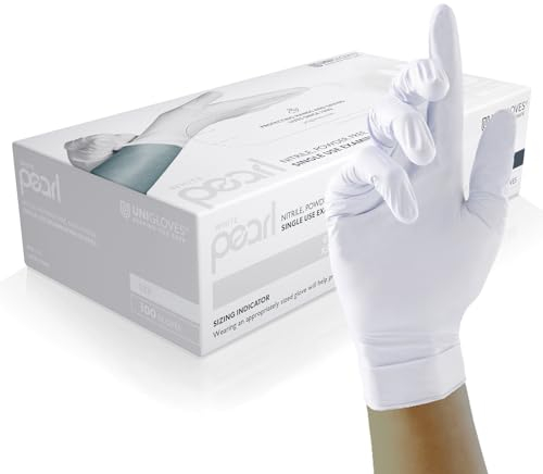 Unigloves bianco perla senza polvere guanti usa e getta in nitrile – boxed X100