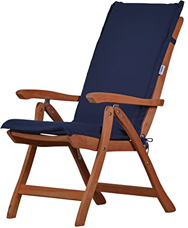 Kai Wiechmann Gartenmöbel Set Teak Hochlehner mit Auflage blau Marine Navy Premium