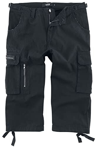 Black Premium by EMP Homme Pantalon Cargo Noir Trois-Quarts XL