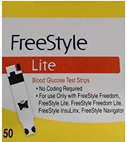 Freestyle Lite® Blood Glucose Test Strips for Monitor System, Red-Yellow, (50 pieces)