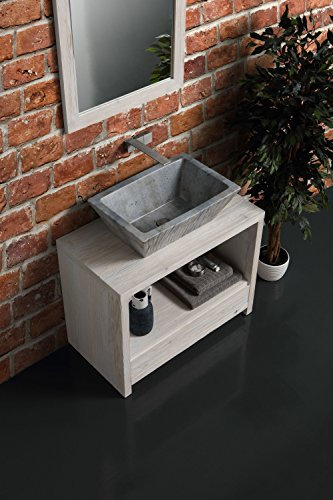 Horganica Fregadero para lavabo/suspendido, rectangular, piedra de cal, de cerámica, 60 x 40 cm
