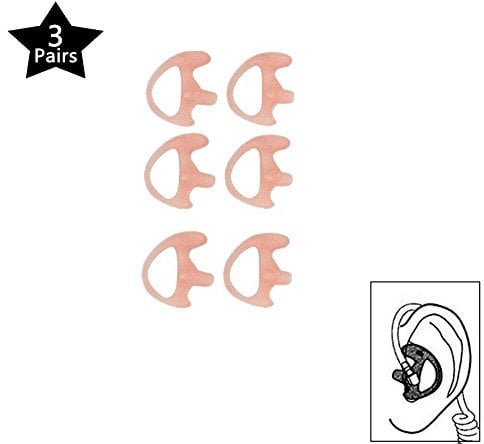 2 Way Radio Earmold Small, Insert Earbuds Earmould Left Right Ear for 2 Way Radio Acoustic Coil Tube Ear piece,Soft Silicone Ear mold Ear bud Pink, 3Pairs