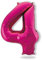 FUNXGO® Folienballon Zahl 4 pink - Riesen-Ballonzahl - Verstärktes Material- fliegt mit Helium - 4 Geburtstag Luftballon - Deko zum Geburtstage, Party, Hochzeiten - Ballon 4 pink