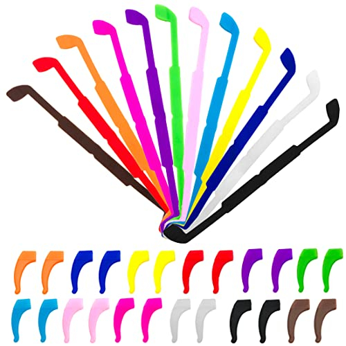 CKANDAY 12 Pack Anti Slip Kinder/Erwachsene Brillen Straps mit 12 Paar Ohr Griff Haken, Sicherheitsglas Halter Brillen Halter für Sport Männer Frauen Augenschutz-12 Farben