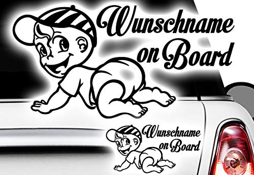 HR-WERBEDESIGN 1x Aufkleber Wunschname ON Board Sticker Hangover Baby Auto Kind fährt mit FUN1