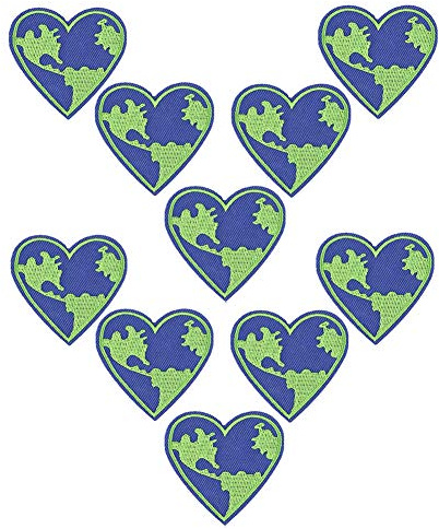 (10 Pack) Save The Earth Iron on Patches Heart Shaped Badges Sew Embroidered Appliques for Motif for Clothing Repair Jeans Jackets Backpacks