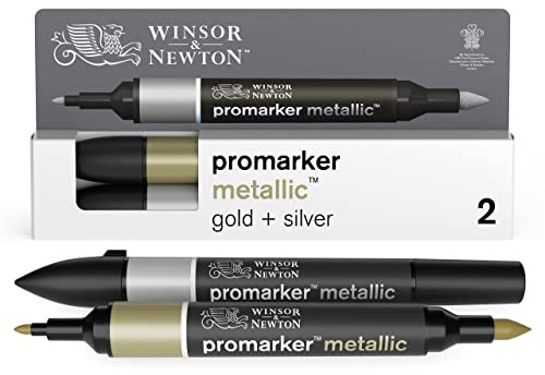 Winsor & Newton Promarker Metallic Set de 2 Or + Argent